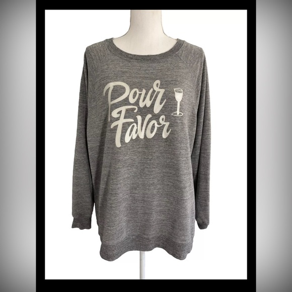 Wildfox Gray Pour Favor Wine Oversized Sweatshirt Sweater Size Medium - Picture 1 of 8